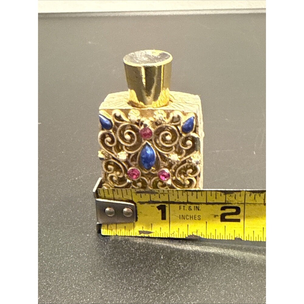 Vtg Florenza Perfume Bottle Filigree Jeweled Gems 1950s Vanity Item USA - Picture 8 of 10